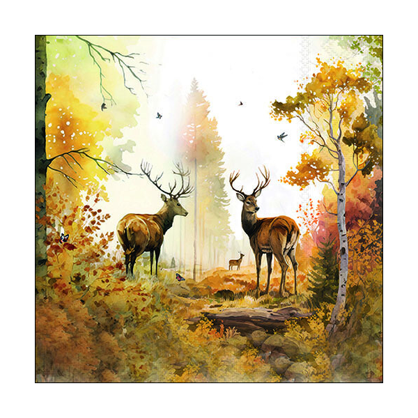 Servietten Lunch 33x33 cm 3-lagig 20 Servietten Autumn forest Hirsche Wald