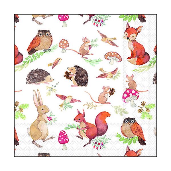 Herbst Servietten Lunch 33 x 33 cm 3-lagig 20 Servietten Woodland animals Waldbewohner