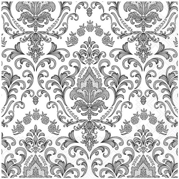 A Servietten 33x33 cm 3-lagig 20 Servietten Baroque ornament silver