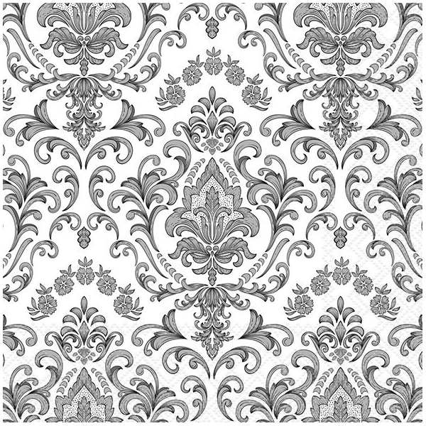 A Servietten 33x33 cm 3-lagig 20 Servietten Baroque ornament silver