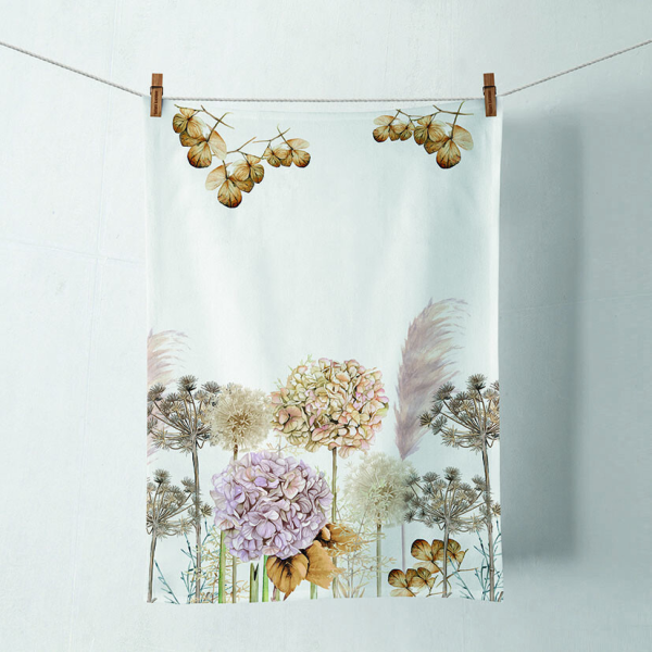 A-2026 Geschirrtuch 50 cm x 70 cm Dried flowers getrocknete Blumen