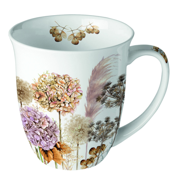 Becher Mug 0.4 L Fine Bone China Ø 10 cm x H 10,5 cm Dried flowers Trockenblumen