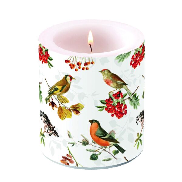 A Kerze medium Ø 10 cm x 10 cm Autumn birds