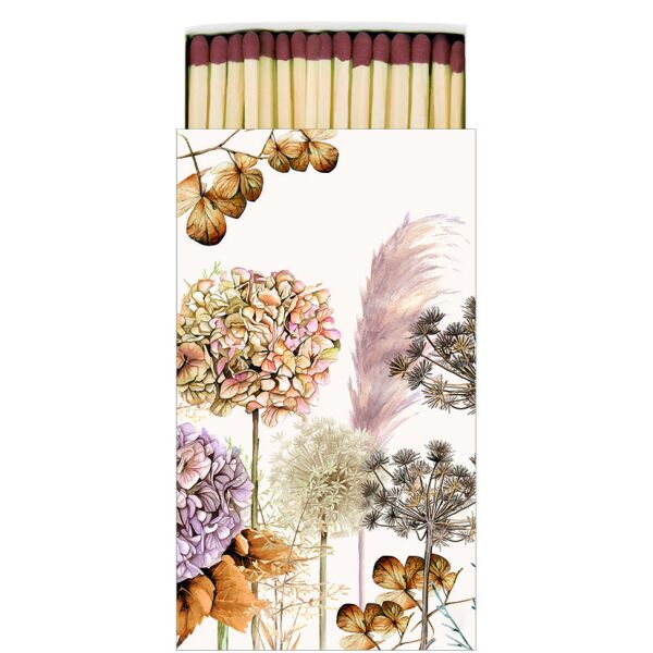 A Streichhölzer bedruckte Streichholzpackung Dried flowers getrocknete Blumen