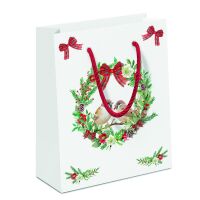 Weihnachten Geschenktasche A5-Format Sparrows in wreath...