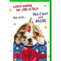 Geburtstag Glückwunschkarte mit Umschlag Mops Ein Jahr älter Take it easy