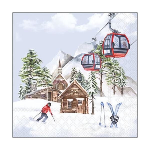 Weihnachten Cocktail Servietten 25x25 cm 3-lagig 20 Servietten Ski hut