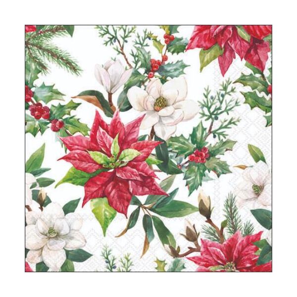 Weihnachten Cocktail Servietten 25x25 cm 3-lagig 20 Servietten Weihnachtsblumen