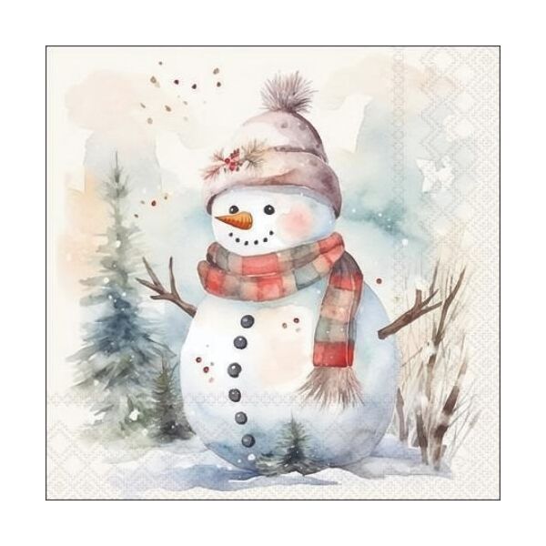 Weihnachten Cocktail Servietten 25x25 cm 3-lagig 20 Servietten Snowman in nature Schneemann