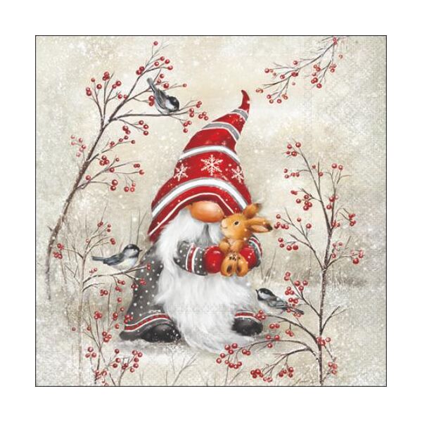 Weihnachten Cocktail Servietten 25x25 cm 3-lagig 20 Servietten Dwarf hug Wichtel