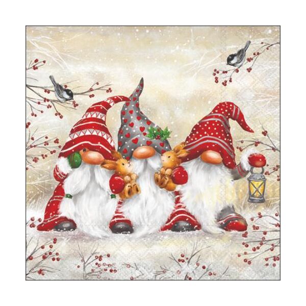 Weihnachten Cocktail Servietten 25x25 cm 3-lagig 20 Servietten Three dwarfs
