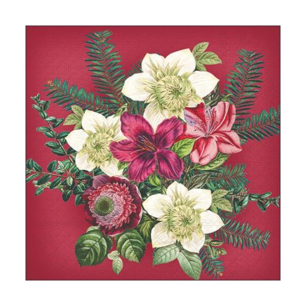 Weihnachten Cocktail Servietten 25x25 cm 3-lagig 20 Servietten Azalea and helleborus red