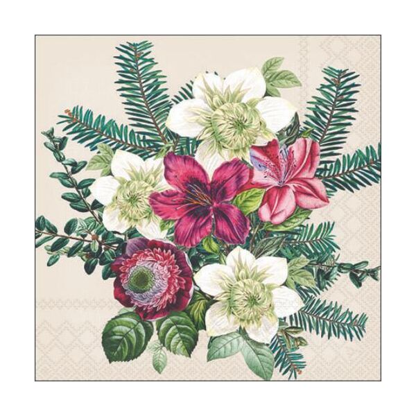 Weihnachten Cocktail Servietten 25x25 cm 3-lagig 20 Servietten Azalea and helleborus cream