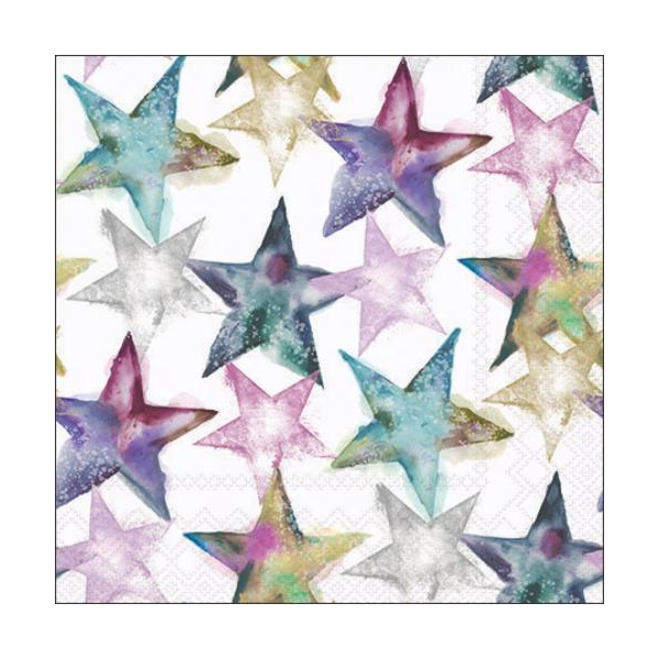 Weihnachten Cocktail Servietten 25x25 cm 3-lagig 20 Servietten Watercolour stars