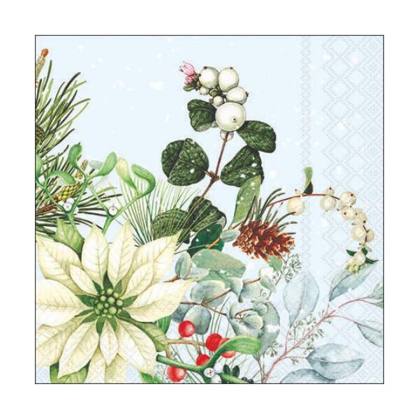 Weihnachten Cocktail Servietten 25x25 cm 3-lagig 20 Servietten White poinsettia