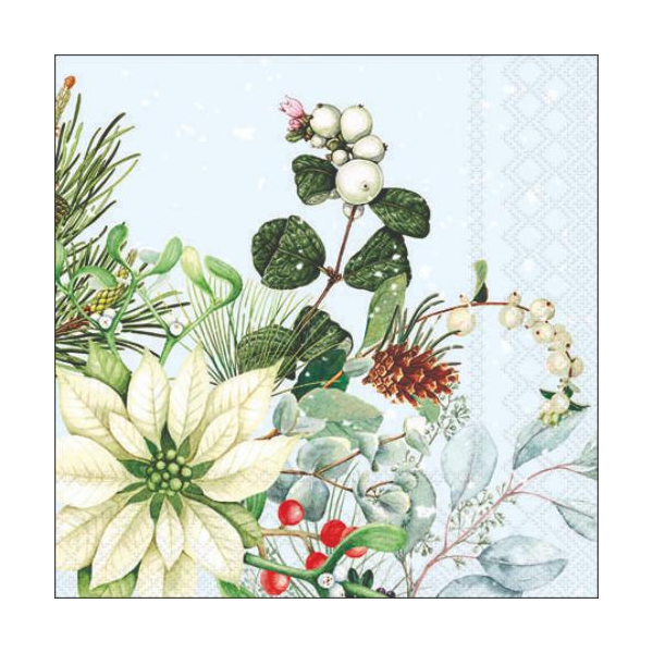 Weihnachten Cocktail Servietten 25x25 cm 3-lagig 20 Servietten White poinsettia