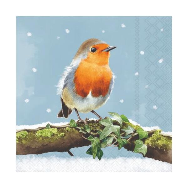 A Weihnachten Cocktail Servietten 25x25 cm 3-lagig 20 Servietten Robin on branch