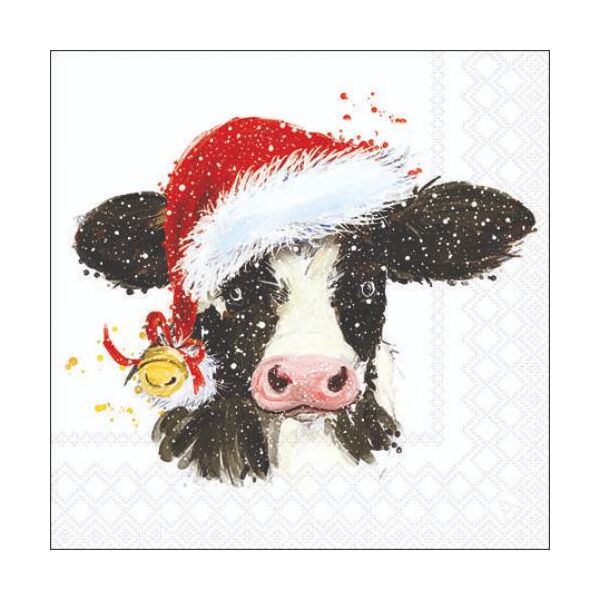 Weihnachten Cocktail Servietten 25x25 cm 3-lagig 20 Servietten Weihnachtskuh Christmas cow bell