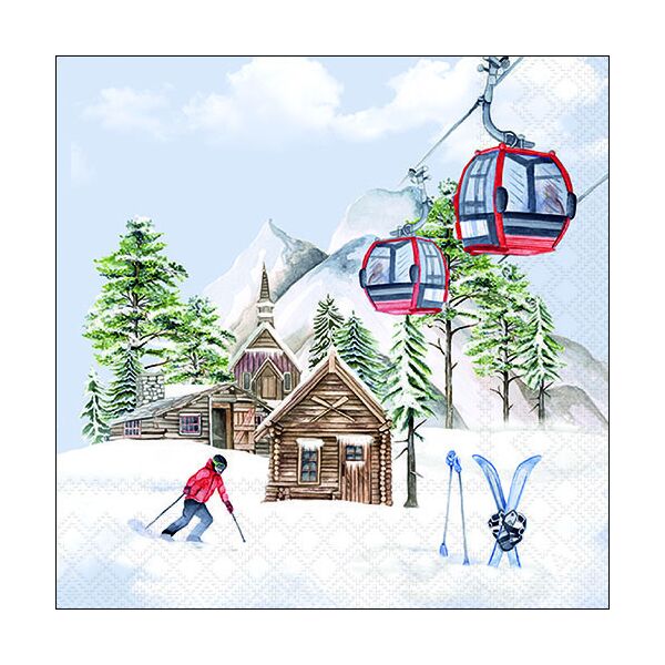 Weihnachten Servietten 33x33 cm 3-lagig 20 Servietten Ski hut