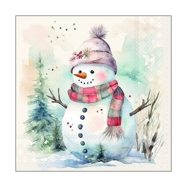 Weihnachten Servietten 33x33 cm 3-lagig 20 Servietten Snowman in nature Schneemann