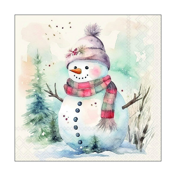 Weihnachten Servietten 33x33 cm 3-lagig 20 Servietten Snowman in nature Schneemann