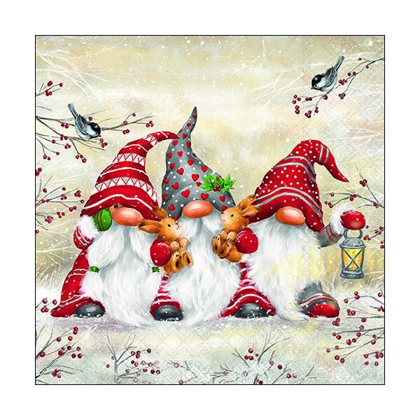 Weihnachten Servietten Lunch 33x33 cm 3-lagig 20 Servietten Three dwarfs Zwerge Wichtel