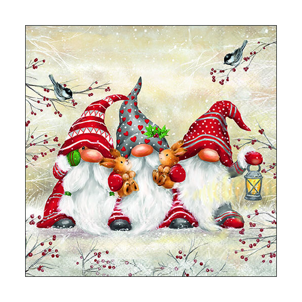 Weihnachten Servietten Lunch 33x33 cm 3-lagig 20 Servietten Three dwarfs Zwerge Wichtel