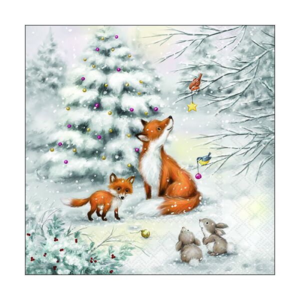Weihnachten Servietten 33x33 cm 3-lagig 20 Servietten Fox in forest