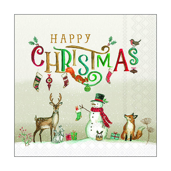 Weihnachten Servietten 33x33 cm 3-lagig 20 Servietten Happy Christmas