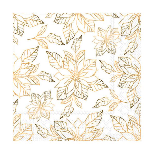 Weihnachten Servietten 33x33 cm 3-lagig 20 Servietten Poinsettia outline gold