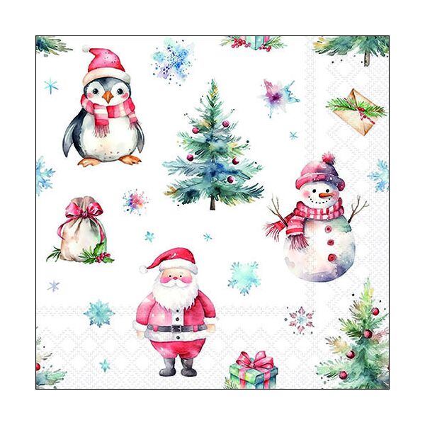 A Weihnachten Servietten 33x33 cm 3-lagig 20 Servietten Christmas trio white