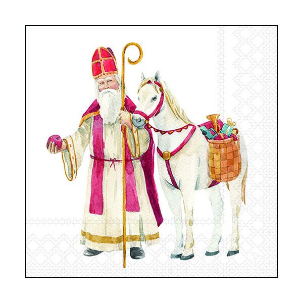 Weihnachten Servietten 33x33 cm 3-lagig 20 Servietten St. Nicholas and horse