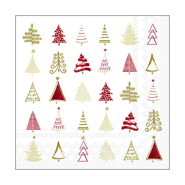 Weihnachten Servietten 33x33 cm 3-lagig 20 Servietten Christmas tree doodles red