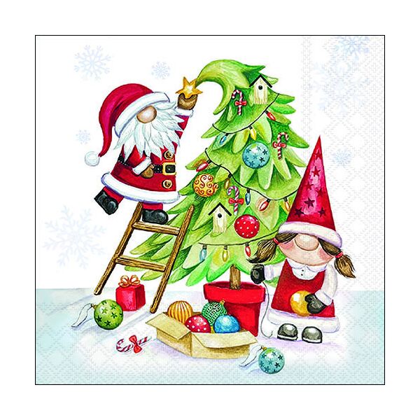 A Weihnachten Servietten 33x33 cm 3-lagig 20 Servietten Gonks decorating tree