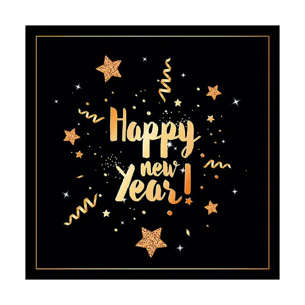 Silvester Servietten 33x33 cm 3-lagig 20 Servietten New Year glitter black Neues Jahr