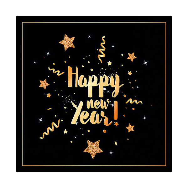 Silvester Servietten 33x33 cm 3-lagig 20 Servietten New Year glitter black Neues Jahr