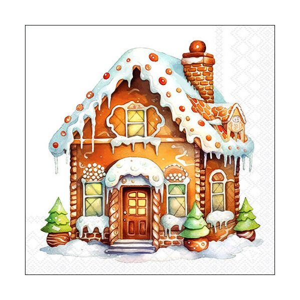 Weihnachten Servietten 33x33 cm 3-lagig 20 Servietten Gingerbread house Lebkuchenhaus
