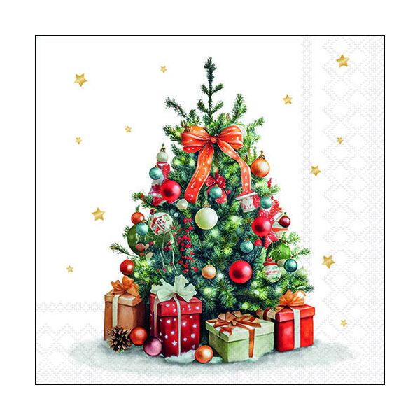 Weihnachten Servietten 33x33 cm 20 Servietten Decorated Christmas tree Dekorierter Weihnachtsbaum