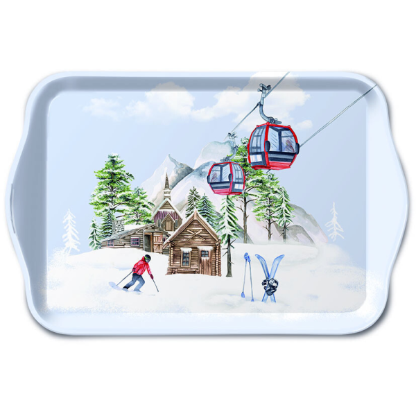 Weihnachten Tray Melamine Tablett 13x21 cm Ski hut