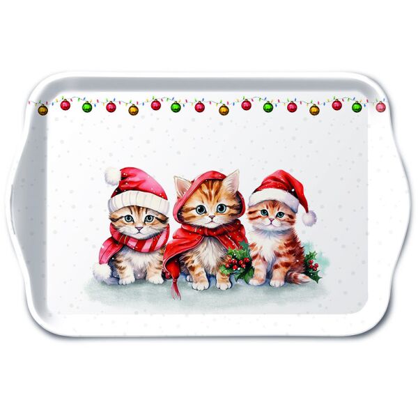 Weihnachten Tablett 13x21 cm Funny cute kittens -Kitten mit Weihnachtsmützen