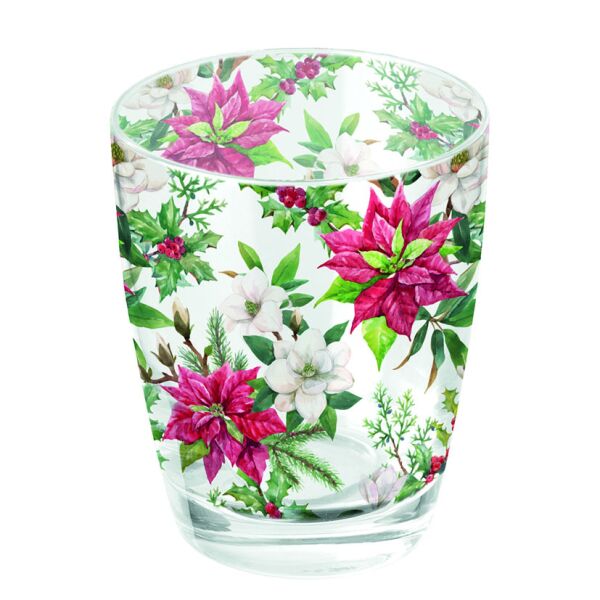 Weihnachten Wasserglas bedruckt Christmas florals Weihnachtsstern