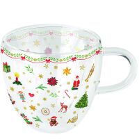 Weihnachten Doppelwandiger Glasbecher 9,5 cm x Ø...