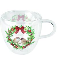Weihnachten Doppelwandiger Glasbecher 9,5 cm x Ø...