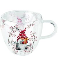 Weihnachten Doppelwandiger Glasbecher 9,5 cm x Ø...