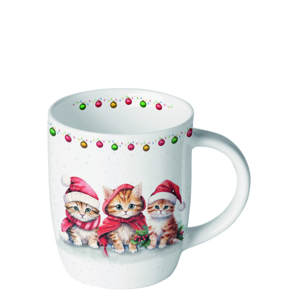A Weihnachten Becher 0.2 L Funny cute kittens Kitten mit Weihnachtsmützen