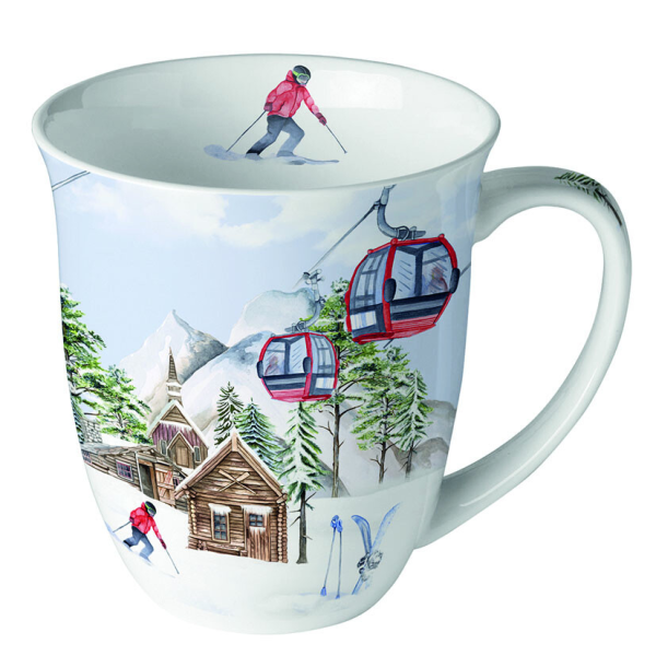 Weihnachten Becher Mug 0.4 L Fine Bone China Ø 10 cm x H 10,5 cm Ski hut