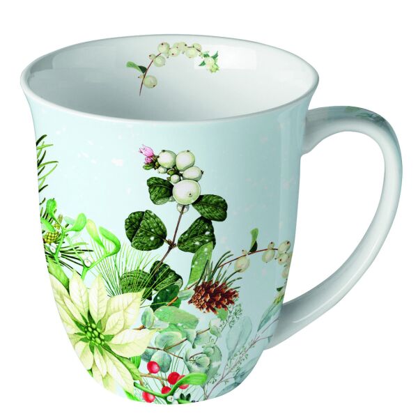 Weihnachten Becher Mug 0.4 L Fine Bone China Ø 10 cm x H 10,5 cm White poinsettia