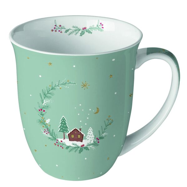 A Weihnachten Becher Mug 0.4 L Fine Bone China Ø 10 cm x H 10,5 cm Little wood cabin sage