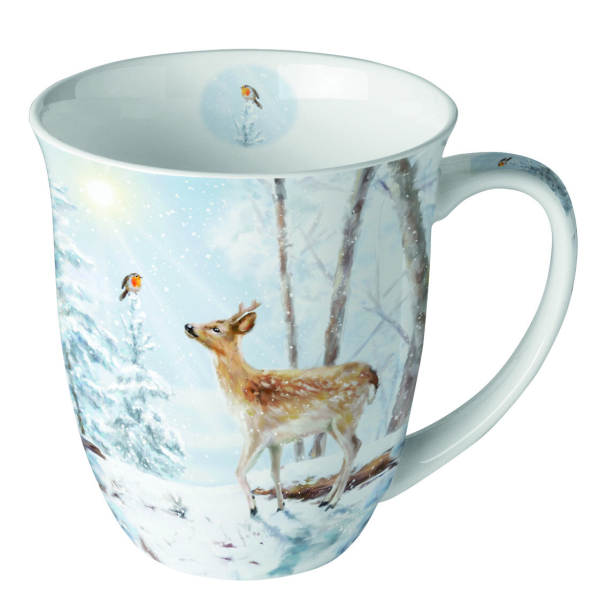 A-2026 Weihnachten Becher Mug 0.4 L Ø 10 cm x H 10,5 cm Meeting in winterworld Reh im Schnee