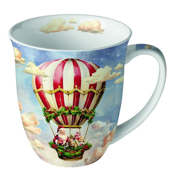 A-2026 Weihnachten Becher Mug 0.4 L Ø 10 cm x H 10,5 cm Santas air balloon Heißluftballon